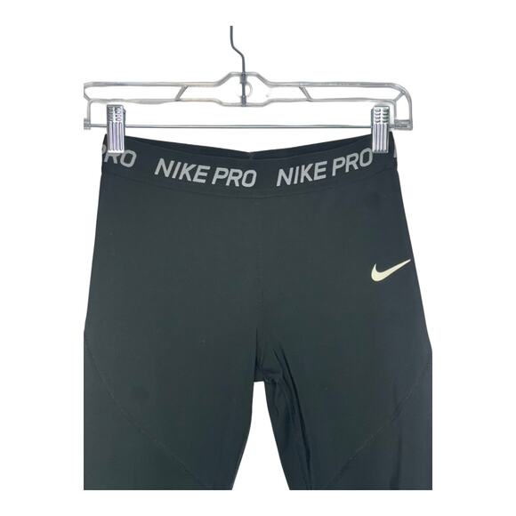 Nike Pro Girls Black Capri Compression 3/4 Leggings Sport Athlete  Pants Size XL - Picture 2 of 7
